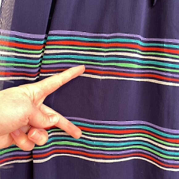 GAP Navy Blue Red White Multi Striped Sleeveless Tie Waist Blouson Maxi Dress M - Picture 11 of 12